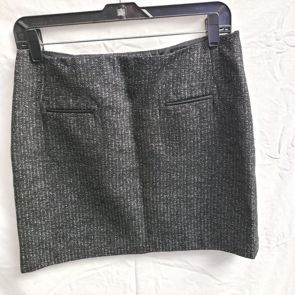 DALIA COLLECTION Size 4 (S) Black Mini Skirt Lined Wool Blend Back Pockets 1033